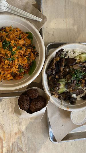 Lunch - mushroom bowl and the black bean bowl at Shouk in Washington