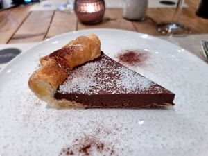 chocolate cake at Brasserie Forestiere in Bruges