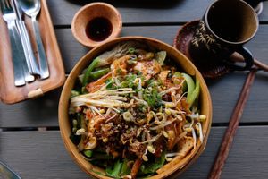 Udon Hap  #35 

The favorite! 

order it with Tofu ;) they specially marinate their tofu and is just amazing!  at Anh Dao in Berlin