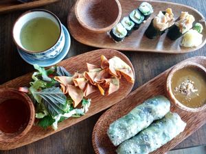 Spring rolls, sushis and dumpling homemade at Anh Dao in Berlin