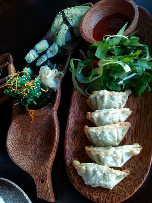 Some vegan sushi and japanese dumplings at Anh Dao in Berlin