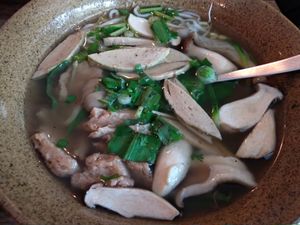 Pho Hanoi. Seitan, soy shrimp and mushrooms. at Anh Dao in Berlin