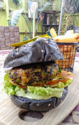 Earth burger at Kofi Beans in Croydon