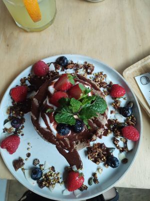 Stack of Nutella pancakes at The Happiness Cafe  in Eindhoven