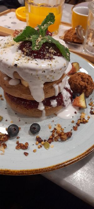 Delicious breakfast pancakes! at The Happiness Cafe  in Eindhoven