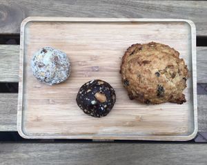 Trio of desserts from the Happiness Kitchen. 
Each with its own distinguished flavours, 
 at The Happiness Cafe  in Eindhoven