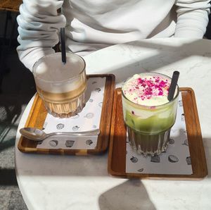 Hazelnut frappuccino and pink matcha at The Happiness Cafe  in Eindhoven