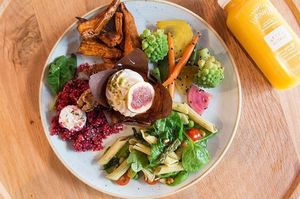 Create your own plate from buffet
(Pic from their site to give HappyCow profile a boost) at The Happiness Cafe  in Eindhoven