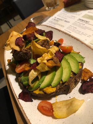 Sourdough with Avo (vegan) at The Happiness Cafe  in Eindhoven