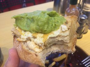 Avocado vegan chicken burger at Veggle Cafe in Kowloon