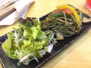 Soba Salad and green salad at Veggle Cafe in Kowloon