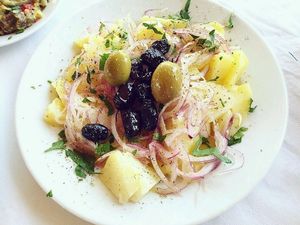 Warm Potato Salad at TO Limani in Thasos