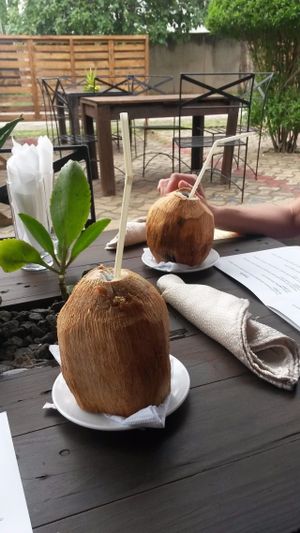 Fresh coconut juice at Kind Earth Eatery in Dar Es Salaam