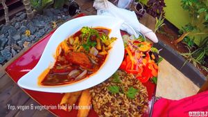 Curry with Seitan and Lentil rice at Kind Earth Eatery in Dar Es Salaam