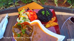 'Meat' balls with dates and black rice at Kind Earth Eatery in Dar Es Salaam