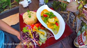 Vegetable Curry with rice at Kind Earth Eatery in Dar Es Salaam