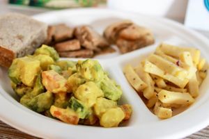 curry, tempeh and chickpea cheese at Testa di Rapa in Genoa