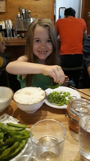 Edamame and rice at Futo Buta in Charlotte