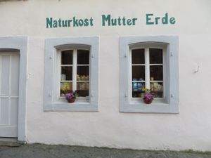 shop front on the right at Mutter Erde Naturkost in Saarbrucken