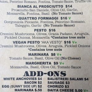 part of the menu  at Blind Lady Ale House in San Diego