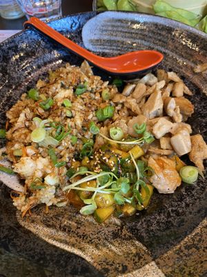 Teriyaki fried rice with vegan proteinn  at MoschMosch in Oberhausen