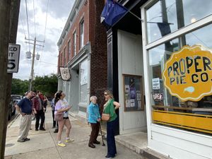 A line at opening time   at Proper Pie Co. in Richmond