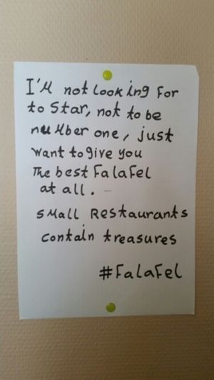 we could feel this motto. at Hashtag Falafel in Ghent
