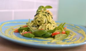 Zuchinni pasta at Tribestlife Rawfood Kitchen in Rotterdam