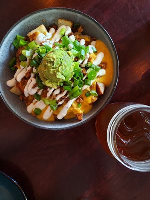 Loaded Potatoes and Black Currant Iced Tea at Graze in Nashville