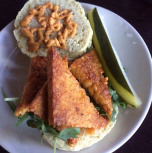 biscuit with tempeh at Graze in Nashville