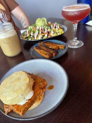 Tempeh bacon, breakfast nachos  at Graze in Nashville