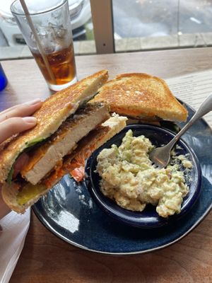 Tofu Chick’n Club and Potato Salad Side  at Graze in Nashville