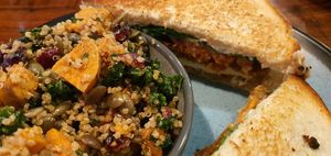 Tofu Chk'n Club and Cranberry Quinoa Salad as a side at Graze in Nashville