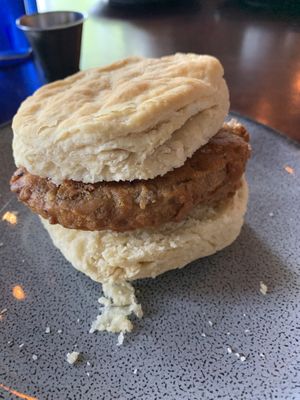 Fried tofu chik’n biscuit (brunch special)  at Graze in Nashville