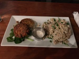 Earth & Sea. chickpea cakes with seaweed. YUM!! at Graze in Nashville
