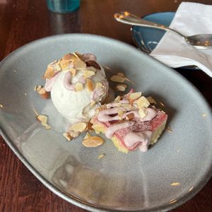 lemon raspberry slice w ice cream  at Graze in Nashville