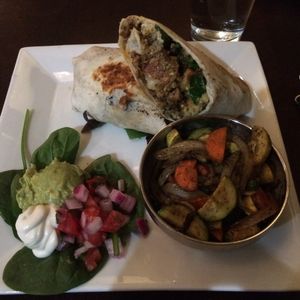 tempeh wrap with veggies at Graze in Nashville