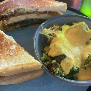 Tofu Chk’n Club with Broccoli Cheddar side   at Graze in Nashville