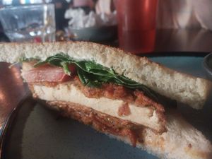 Nashville hot tofu sandwich. at Graze in Nashville