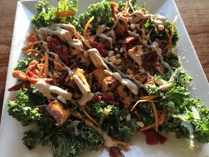 The citrus kale salad with bacon tempeh. Soo good! Make sure to get the bacon tempeh. at Graze in Nashville