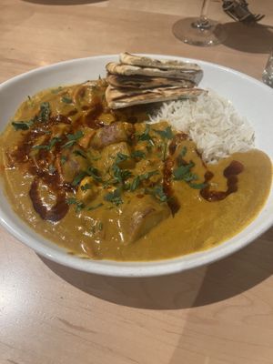 Amazing vegan pumpkin curry!!!  at Poppycock's in Traverse City