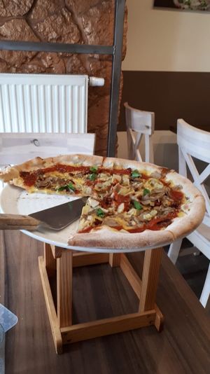 Vegan pizza at Prego Pizza in Katowice