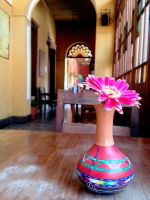 Part of the seating area in La Casa de Cervantes at La Casa de Cervantes in Guatemala City