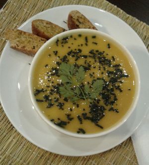 soup with Spirulina  at Ayaso Restaurant in Marrakech