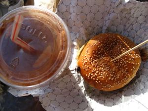 Milkshake and burger at Burger Vegan in Montreal