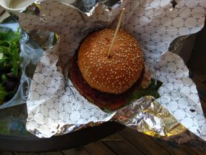 The Incredible Beet Burger was good, but not mind-blowing.  at Burger Vegan in Montreal