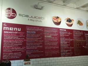 drink menu at SpaJuiceBar in Fort Lauderdale