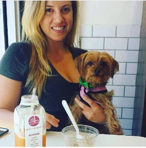 Precious visits SpaJuiceBar, enjoying Sunshine juice and raw oatmeal
 at SpaJuiceBar in Fort Lauderdale