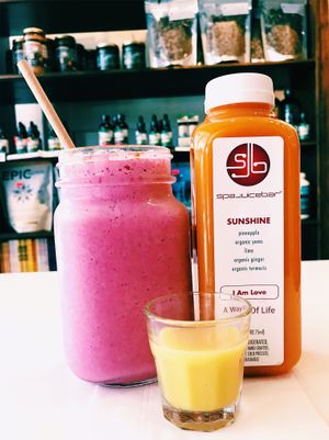 Delicious whole fruit smoothies, cold pressed juices, healing shots & elixirs, supplements, lifestyle books and more!  at SpaJuiceBar in Fort Lauderdale