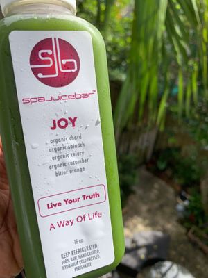 Joy juice- organic chard, spinach, celery, cucumber and bitter orange. Refreshing and energizing.  at SpaJuiceBar in Fort Lauderdale